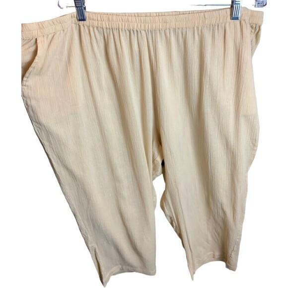 ULLA Popken Womens Capri Pants Beige Size 24/26 Full Fit 100% Cotton Stretch - Picture 1 of 6